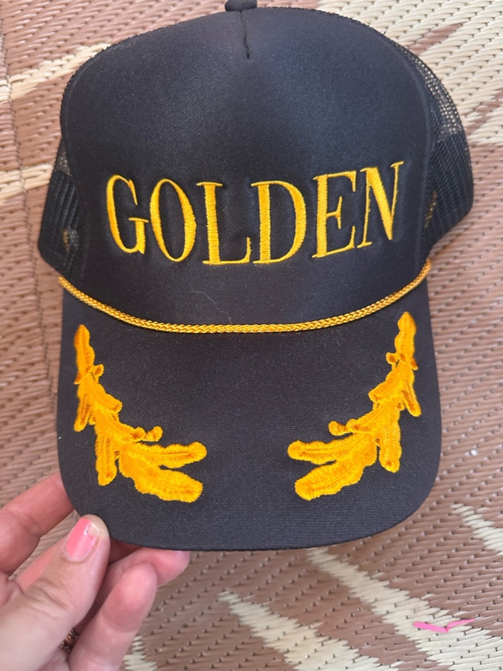 OTTO Black Trucker Cap with Gold Embroidery